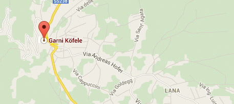 Google Map für Garni Pension Köfele Lana Südtirol